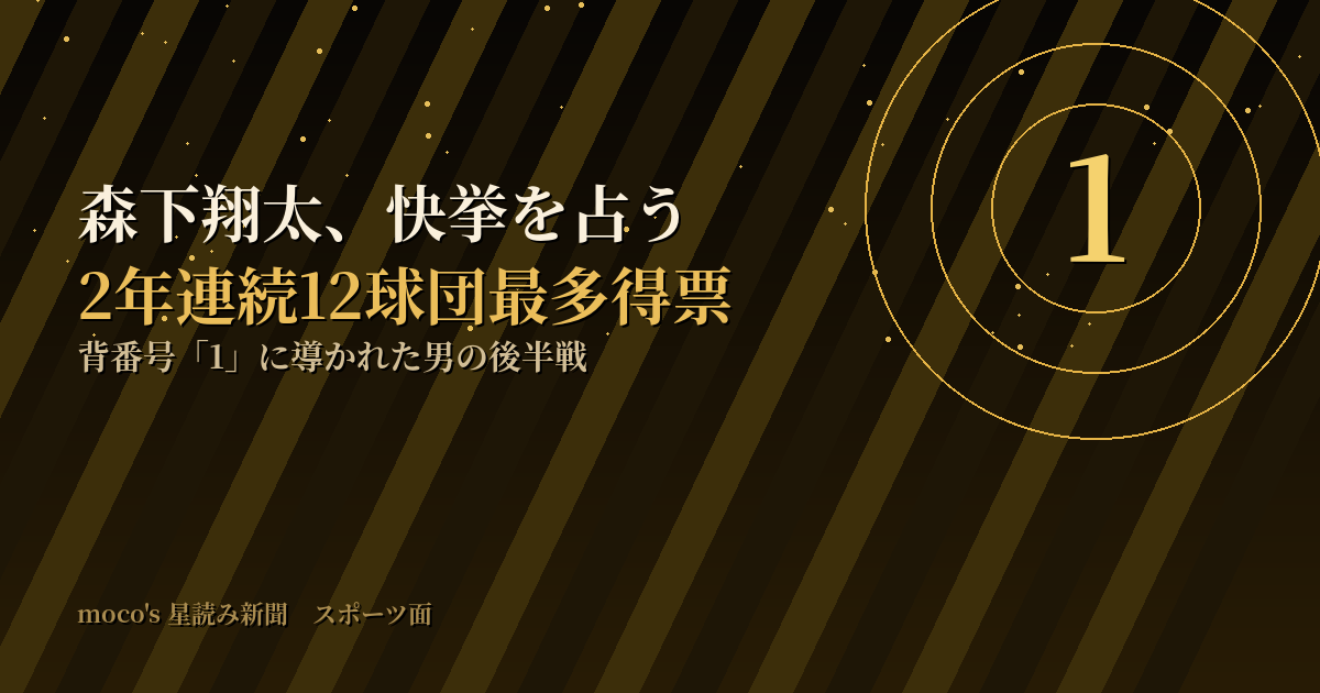 森下翔太の2年連続最多得票を背番号1と数秘1の符合で読む｜moco's星読み新聞・スポーツ面