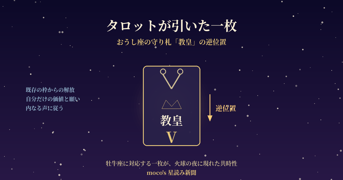 タロット教皇の逆位置 おうし座に対応する大アルカナ5番